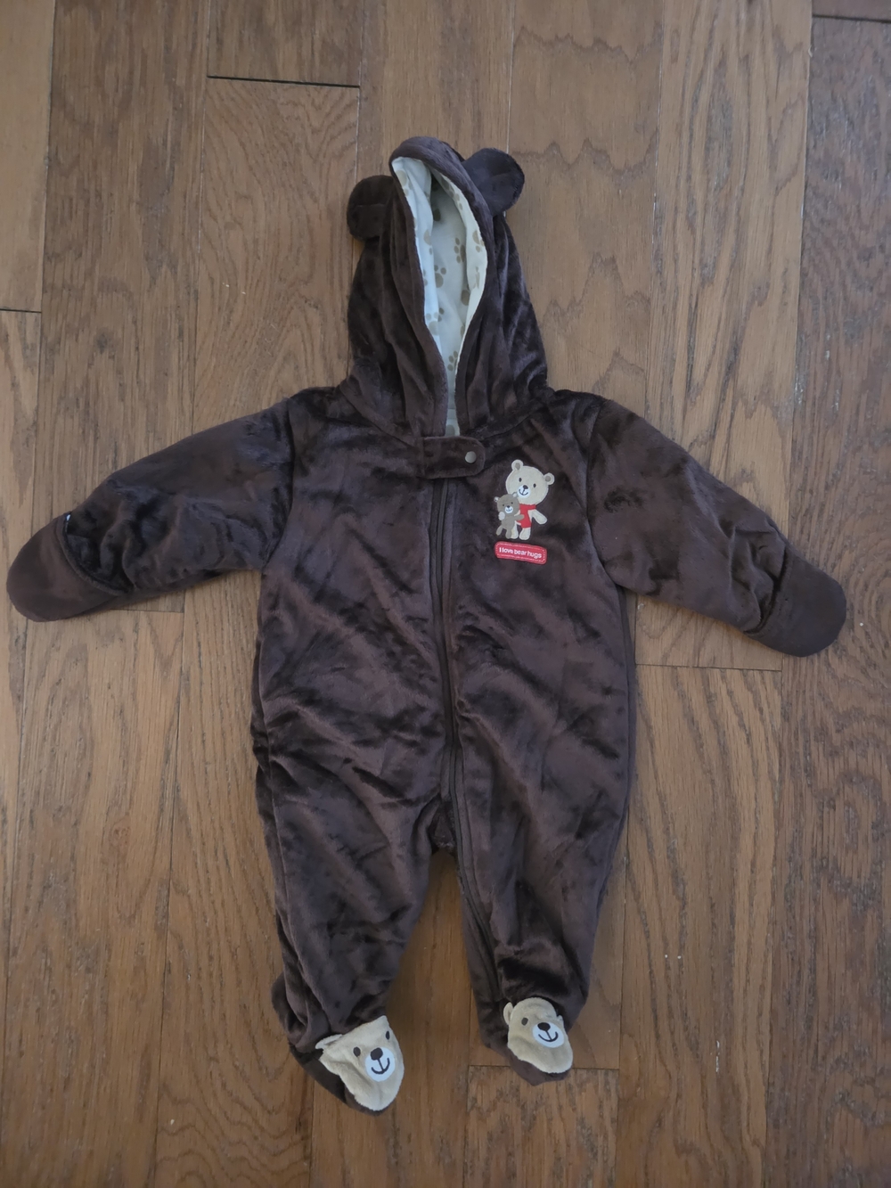 Carter's Brown Bear Plush Hooded Footed One-Piece